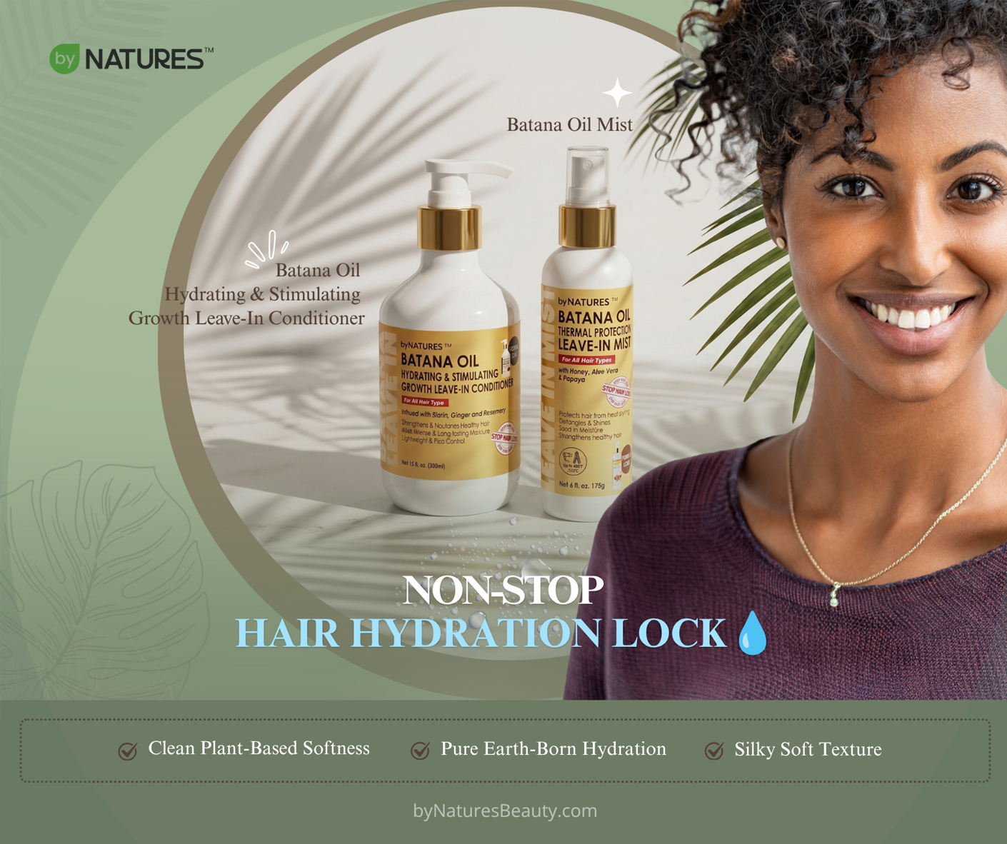 ByNatures™, BatanaOilRoutine, HairConditioner, DryHairFix, LeaveInConditioner, BotanicalHydration, NonStopSoftness, SilkyHairCare, FrizzControl, PlantBasedNourishment